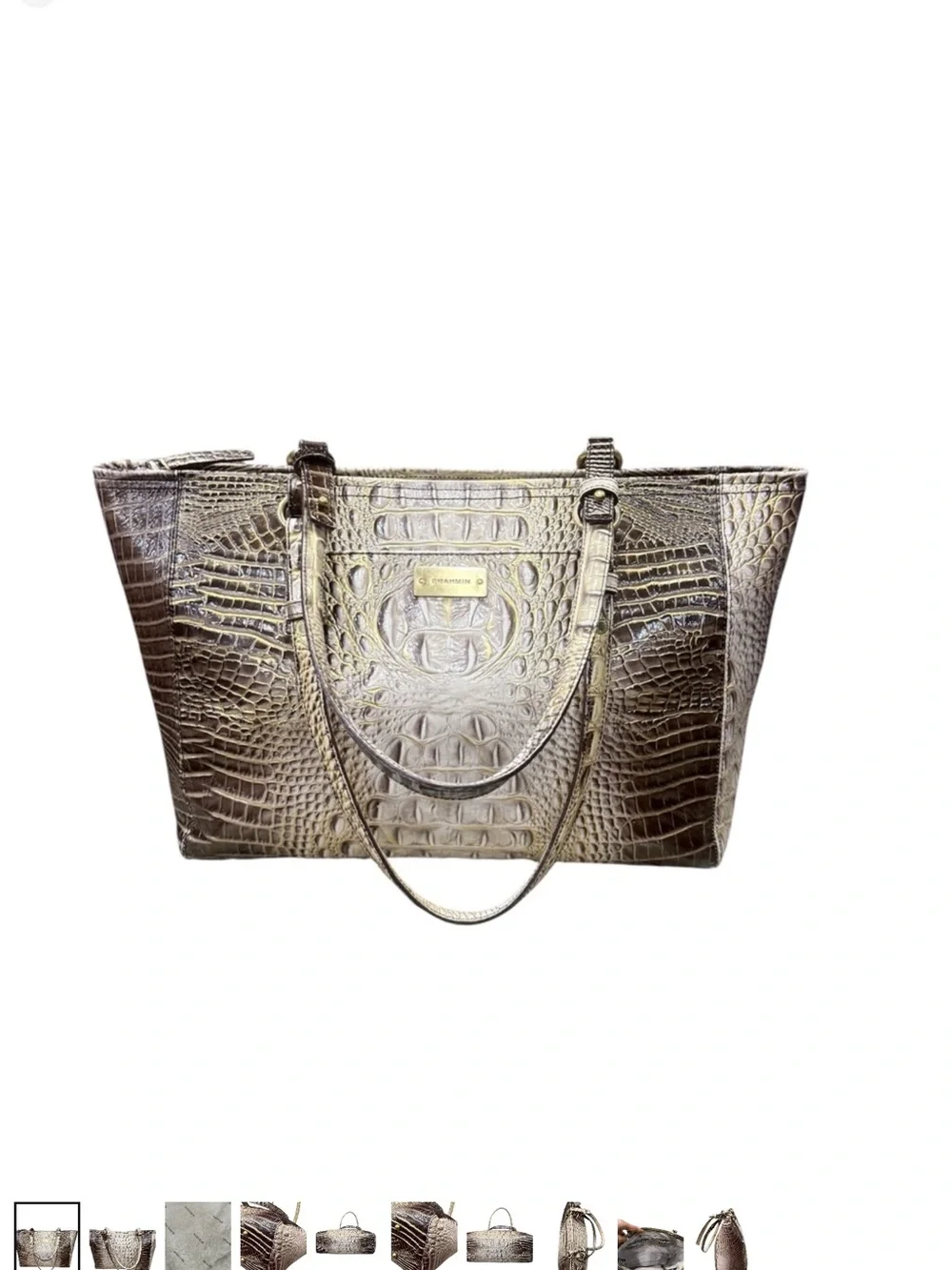 Brahmin Metallic Bronze Croc-Embossed Tote